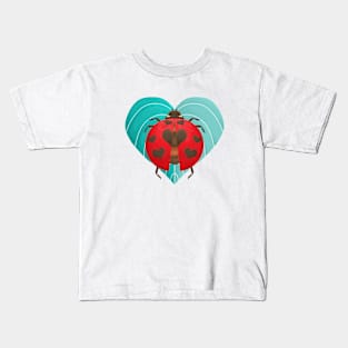 Ladybug with Heart pattern on Wing Kids T-Shirt